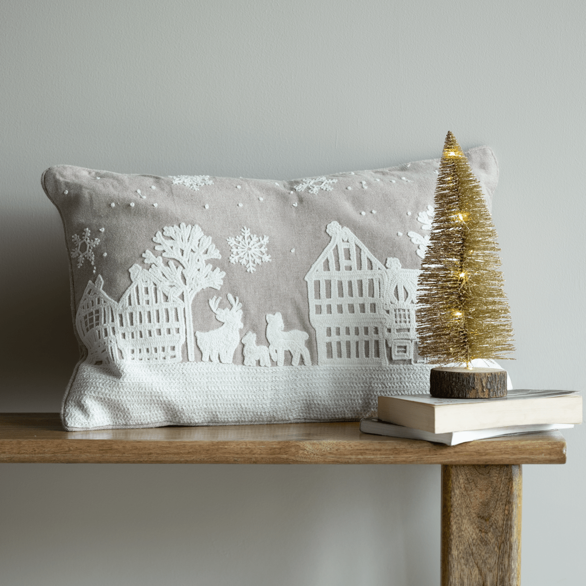 Festive Glow Cotton Chambray Cushion - OPULENT Co