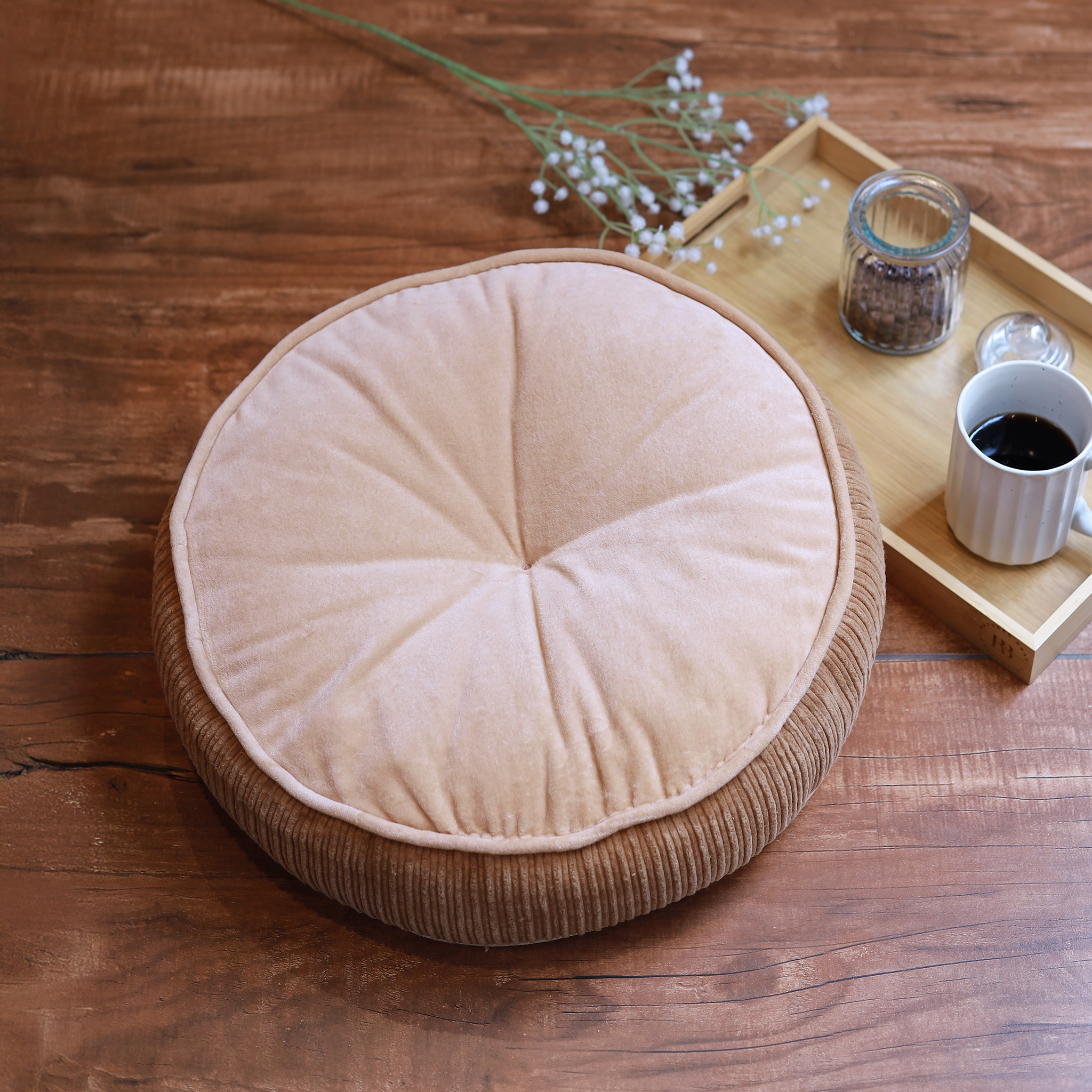 Peach Glory Cotton Velvet Cushion