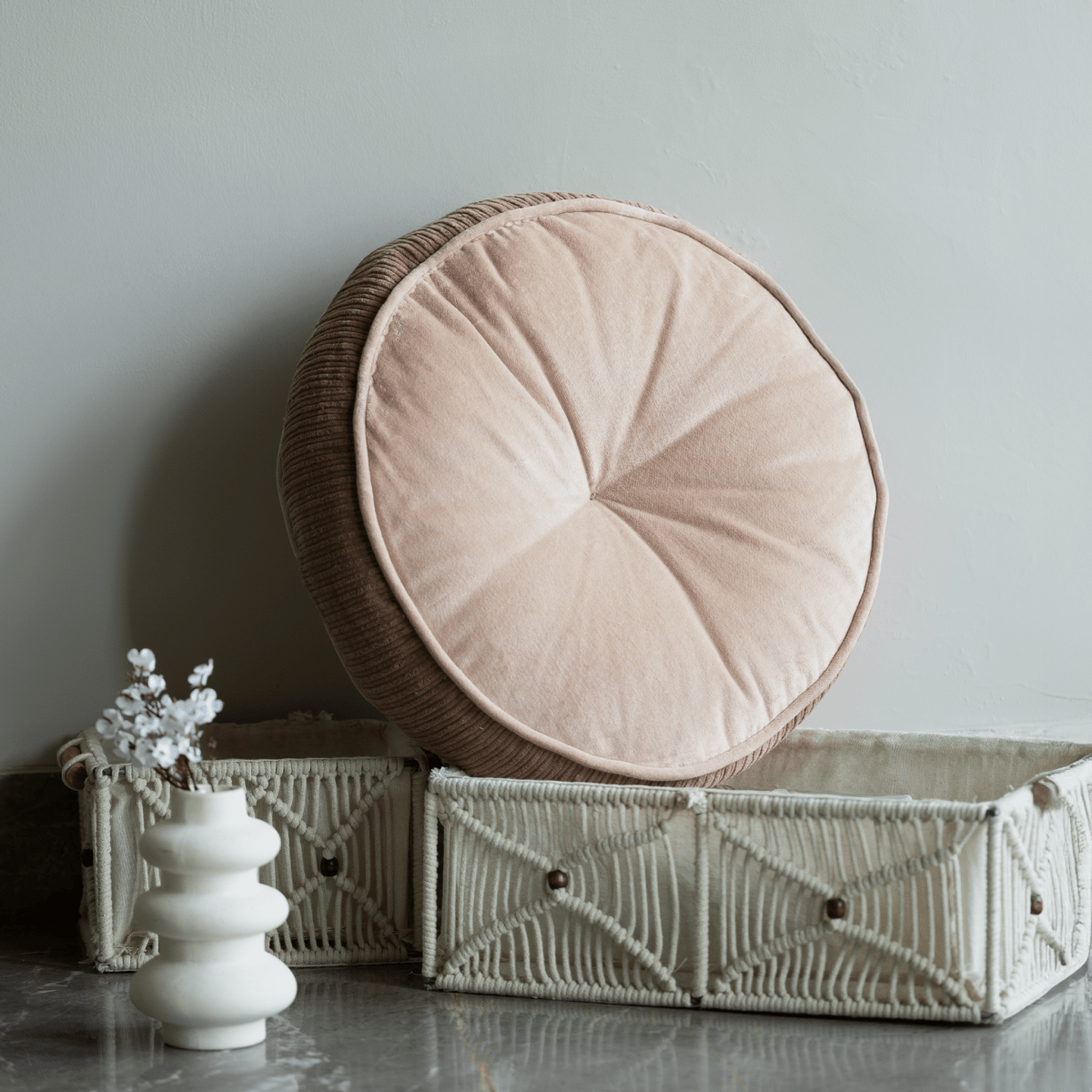 Peach Glory Cotton Velvet Cushion - OPULENT Co