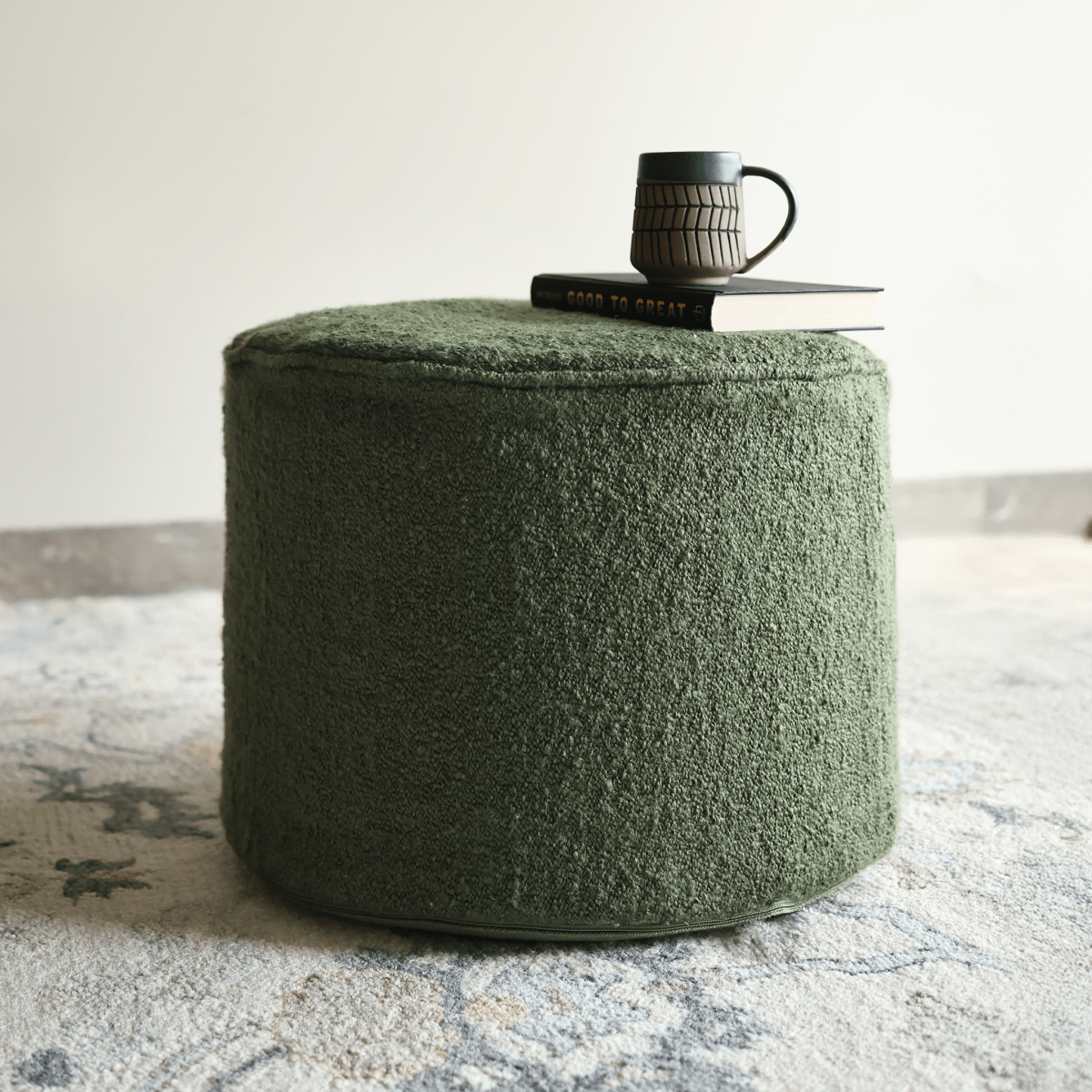 Jac Green Polyester Pouffe - OPULENT Co