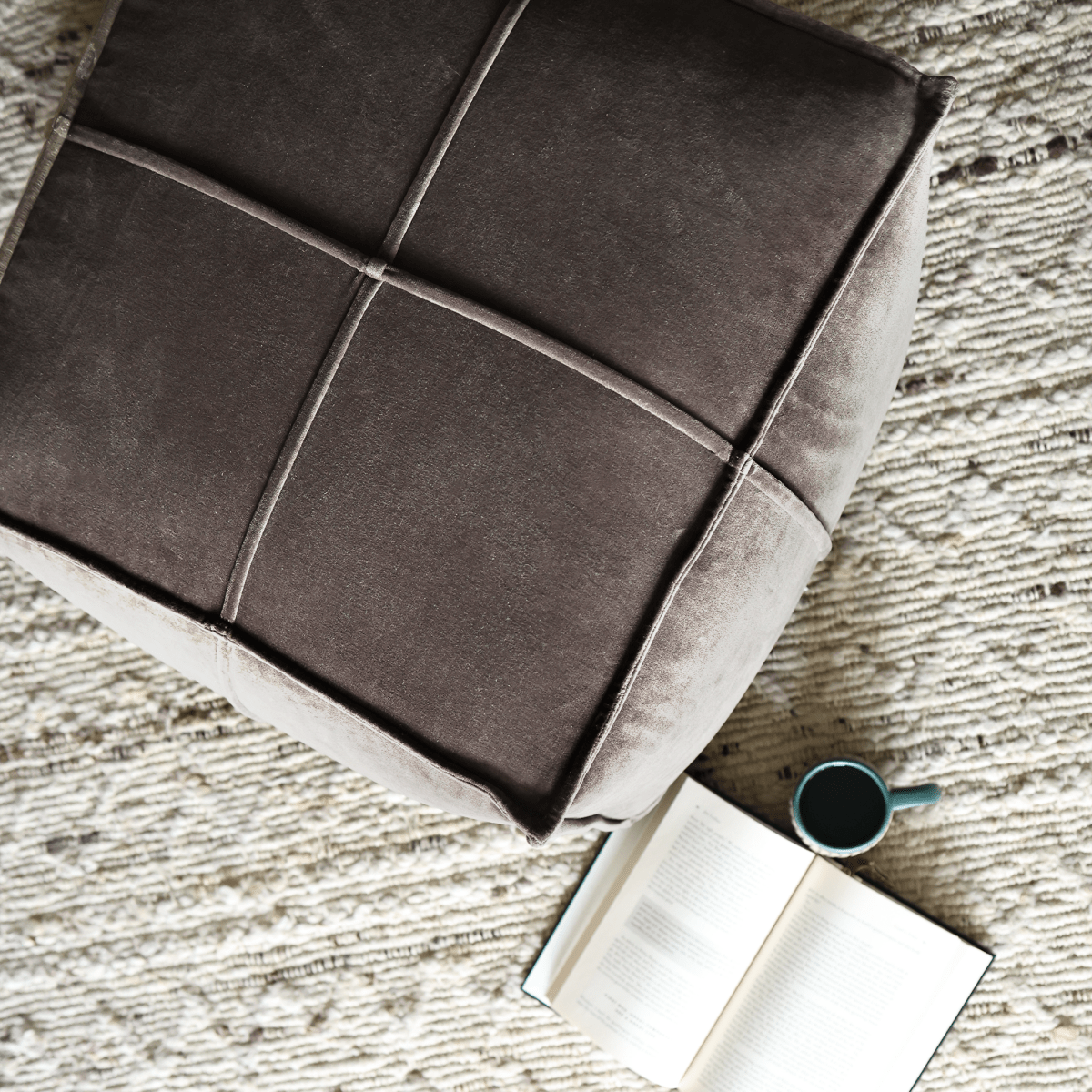Tomos Brown Cotton Pouffe - OPULENT Co