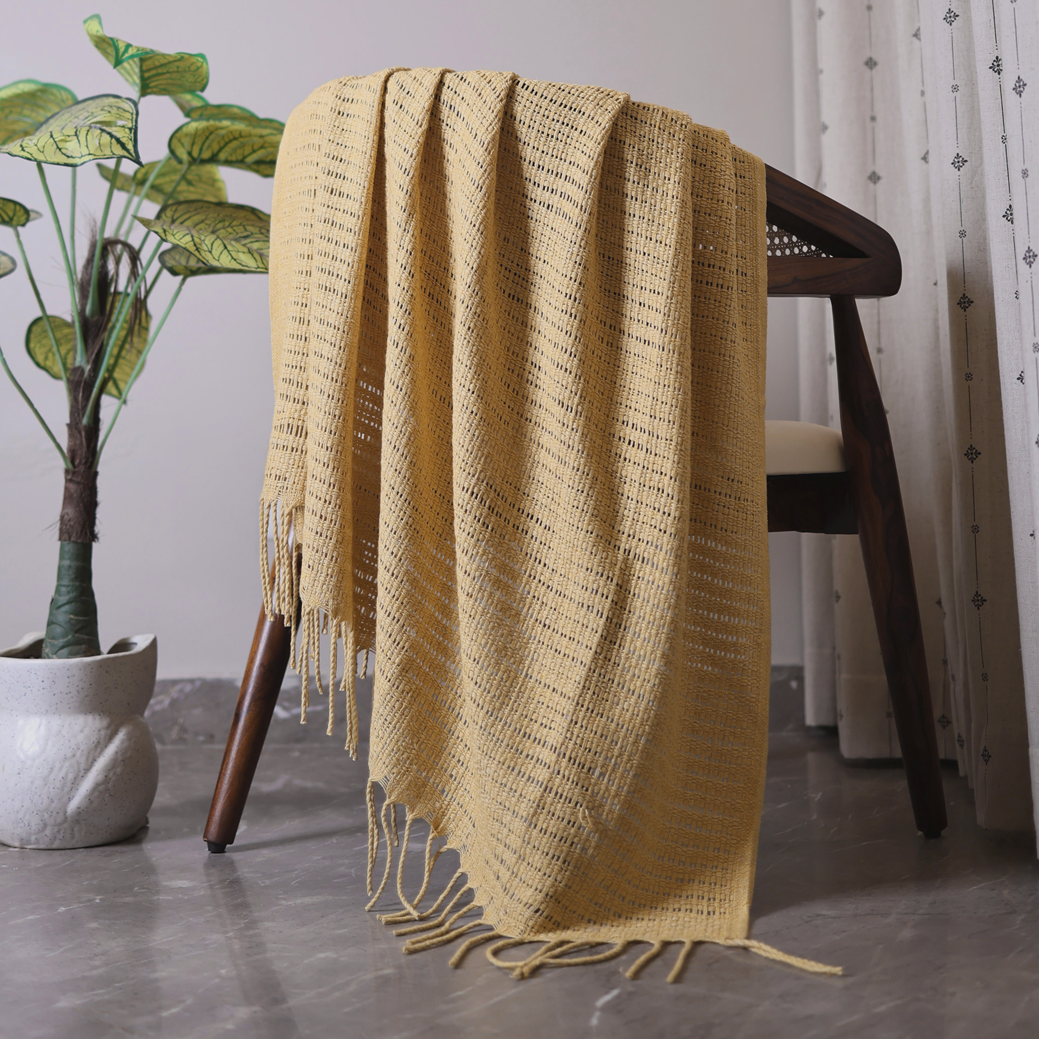 Mary Cotton Throw | Mustard