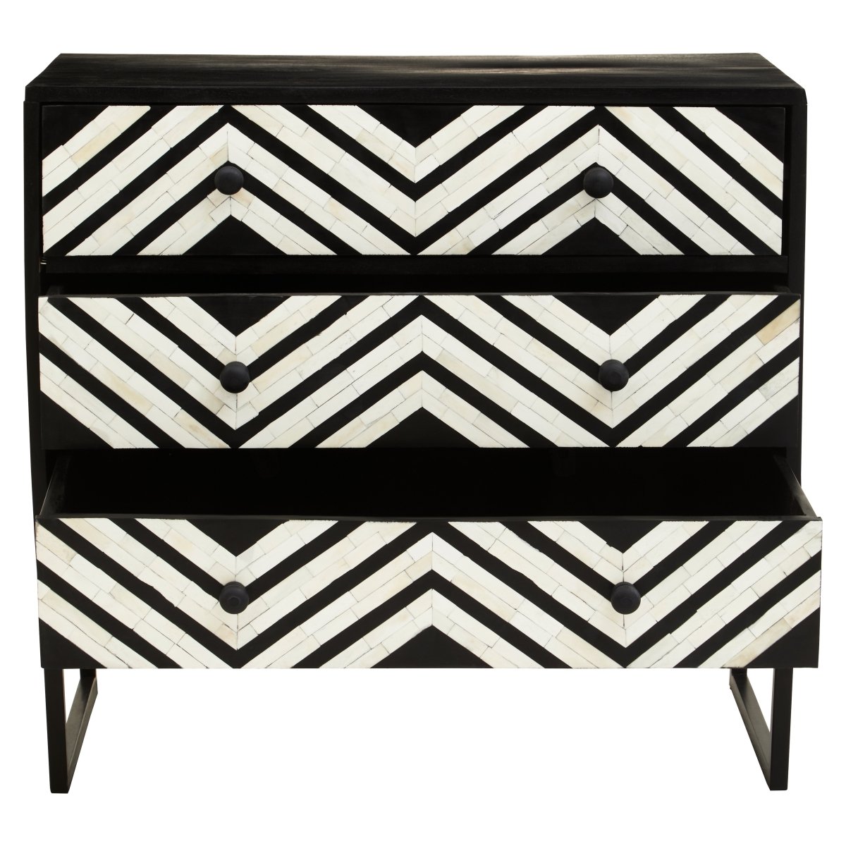 Allora Three Drawer Chest With Bone Inlay - OPULENT Co