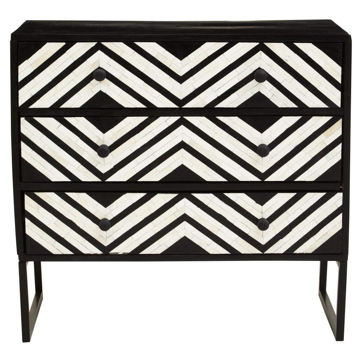Allora Three Drawer Chest With Bone Inlay - OPULENT Co
