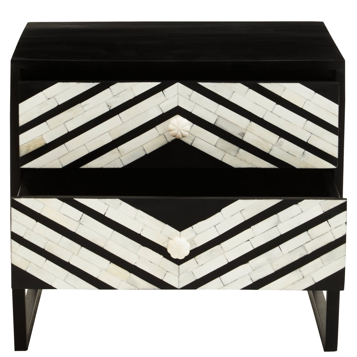 Allora Two Drawer Side Tables With Bone Inlay - OPULENT Co