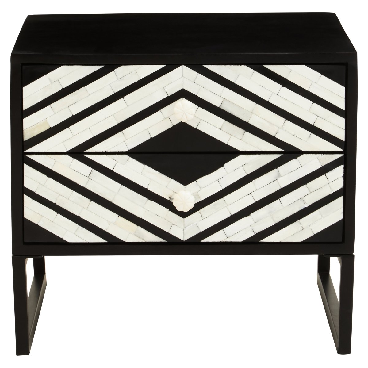 Allora Two Drawer Side Tables With Bone Inlay - OPULENT Co