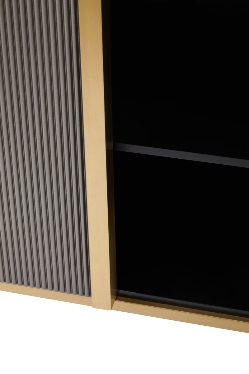 Arden Grey Four Door Sideboard With Black Marble Top - OPULENT Co