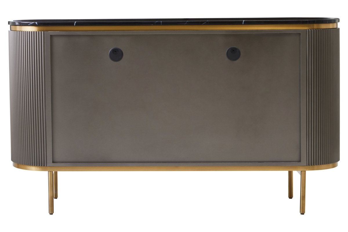 Arden Grey Four Door Sideboard With Black Marble Top - OPULENT Co