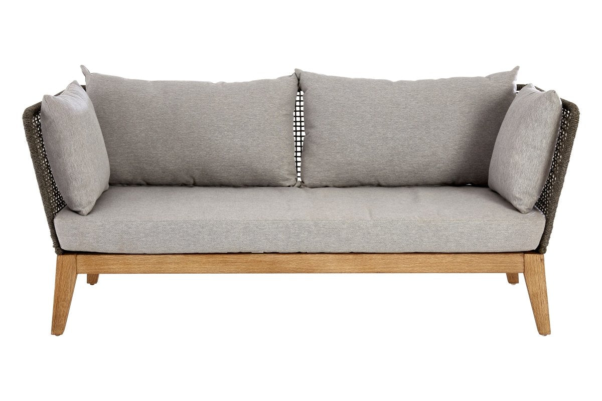Aurora 3 Seat Grey Sofa with Wooden Legs - OPULENT co