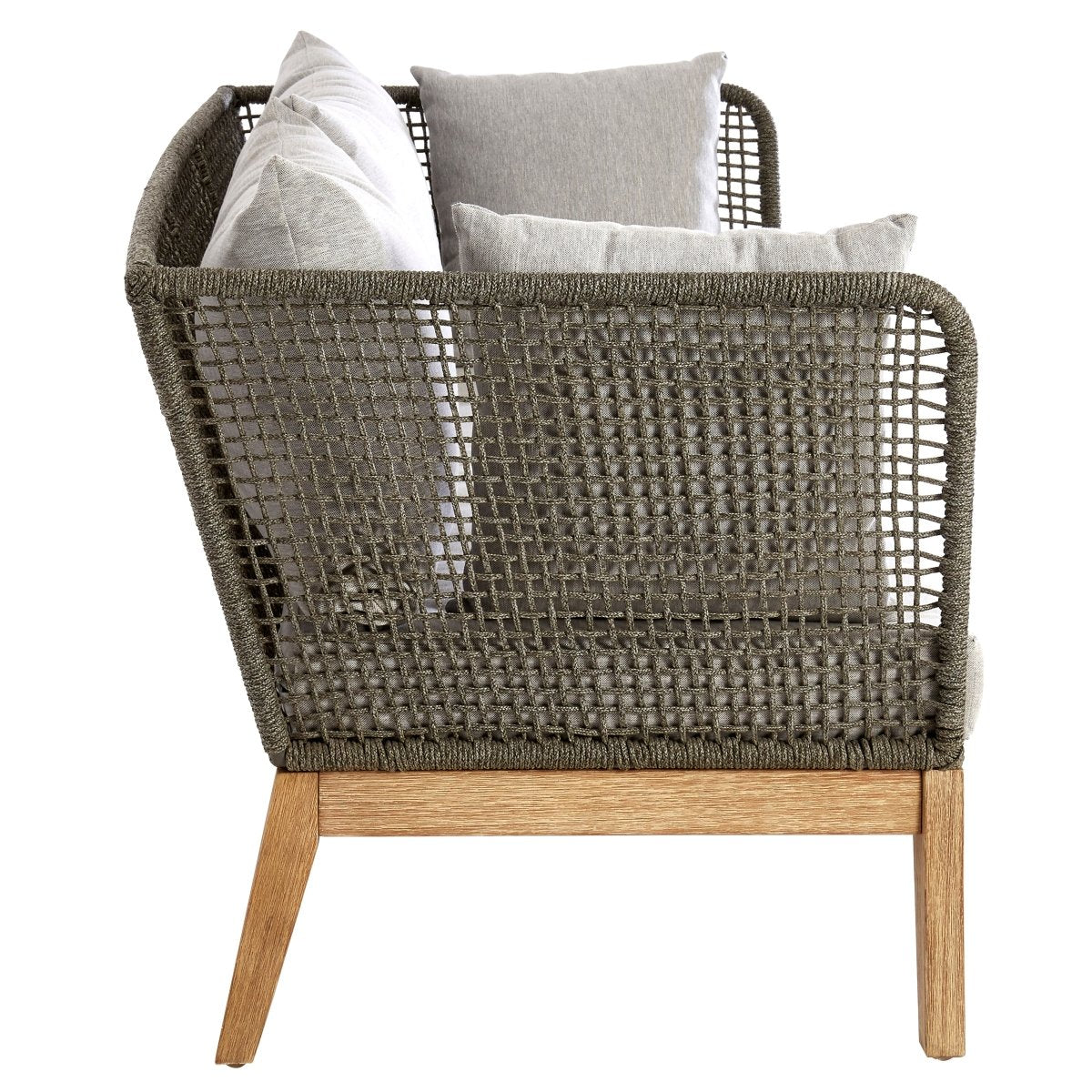 Aurora 3 Seat Grey Sofa with Wooden Legs - OPULENT co