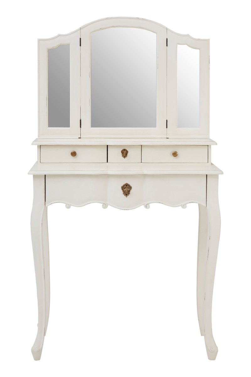 Ava White Vanity Table with Mirror - OPULENT co