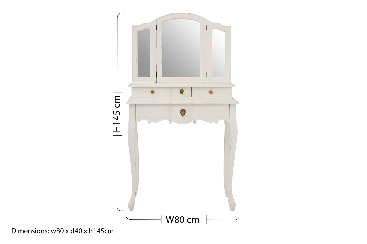 Ava White Vanity Table with Mirror - OPULENT co