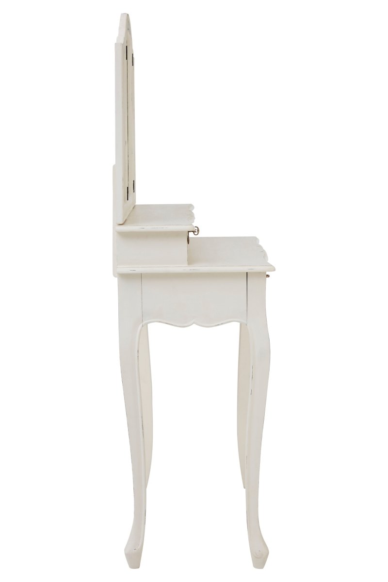 Ava White Vanity Table with Mirror - OPULENT co