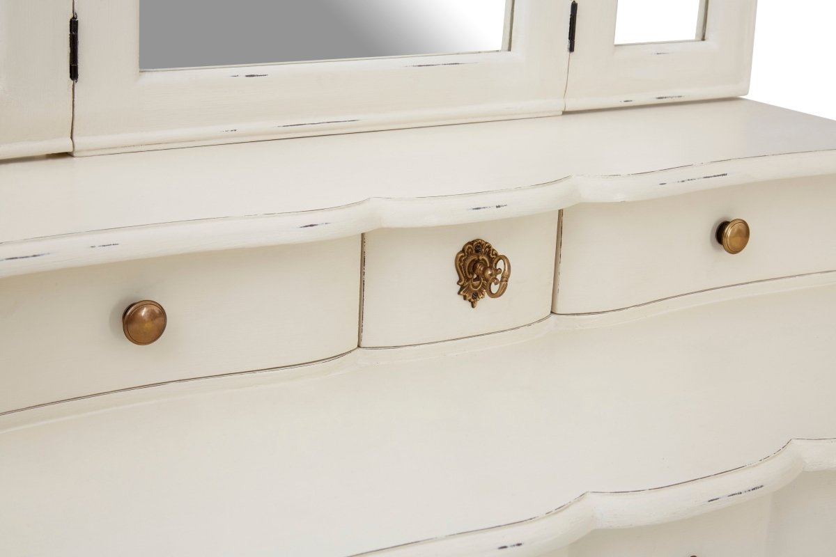 Ava White Vanity Table with Mirror - OPULENT co