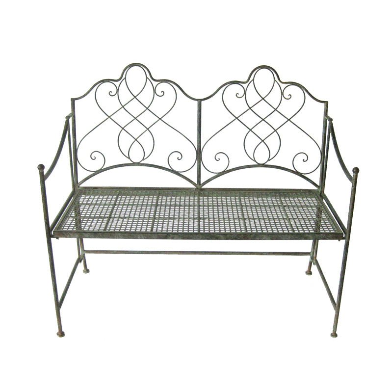 AVALON METAL BENCH | Aniqte Green Rust Effect - OPULENT co