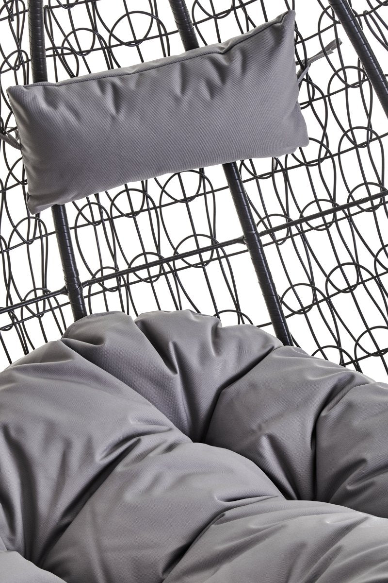 Bali Double Black Hanging Chair With Round Base - OPULENT co
