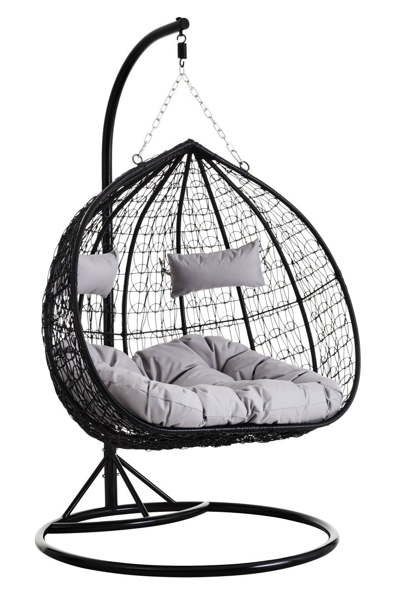 Bali Double Black Hanging Chair With Round Base - OPULENT co