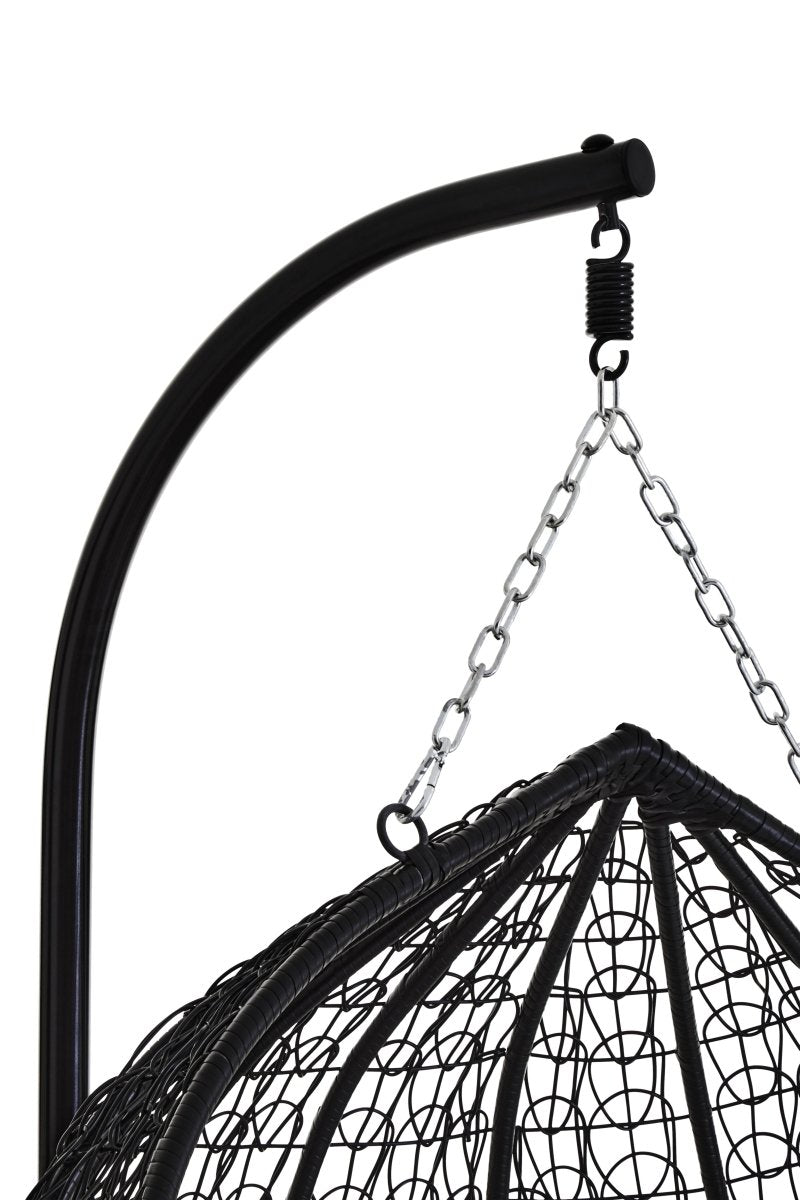 Bali Double Black Hanging Chair With Round Base - OPULENT co