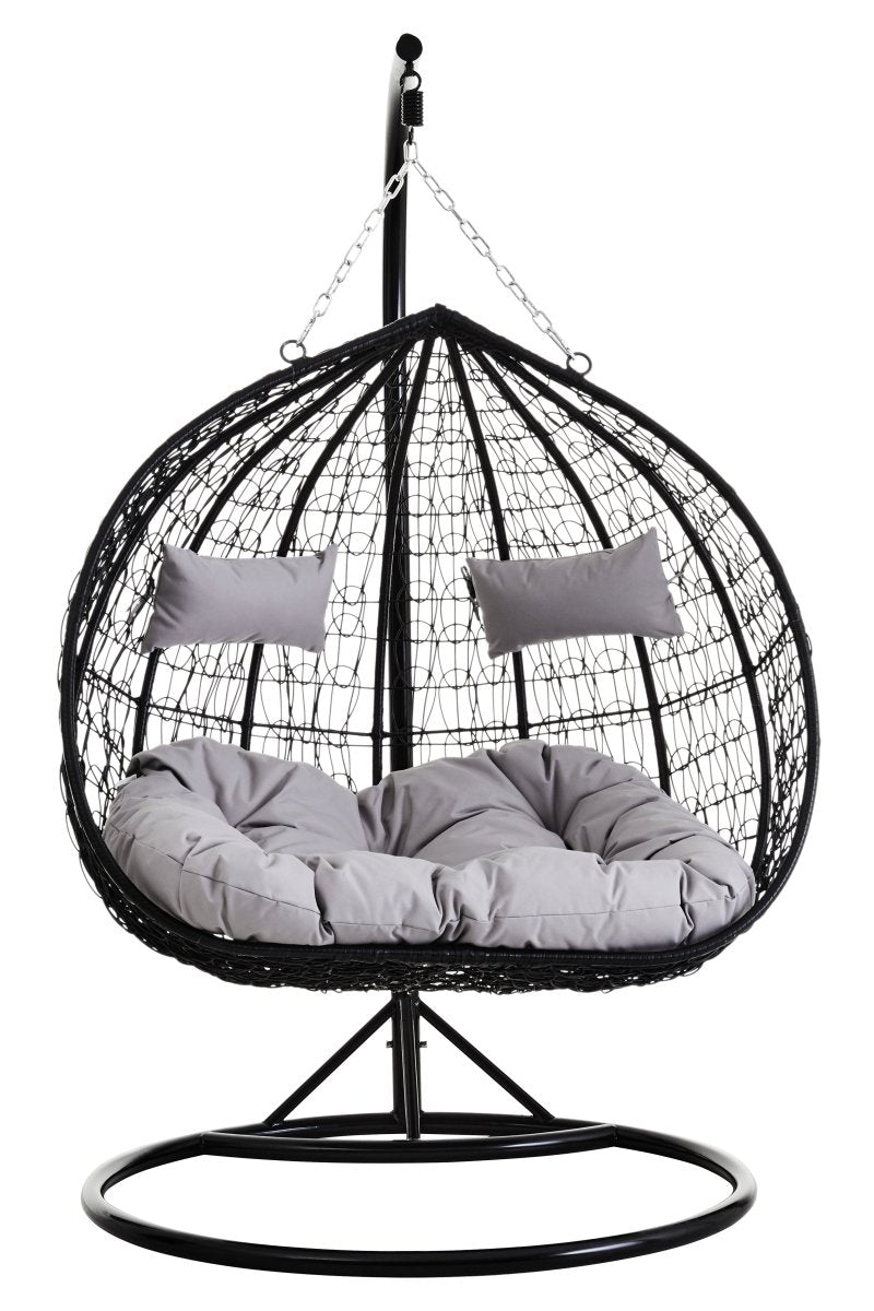 Bali Double Black Hanging Chair With Round Base - OPULENT co