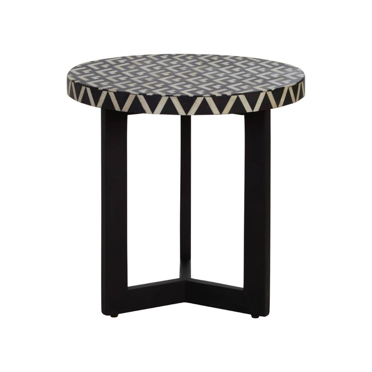 Bohemira Acacia Wood Side Table With Bone Inlay - OPULENT Co