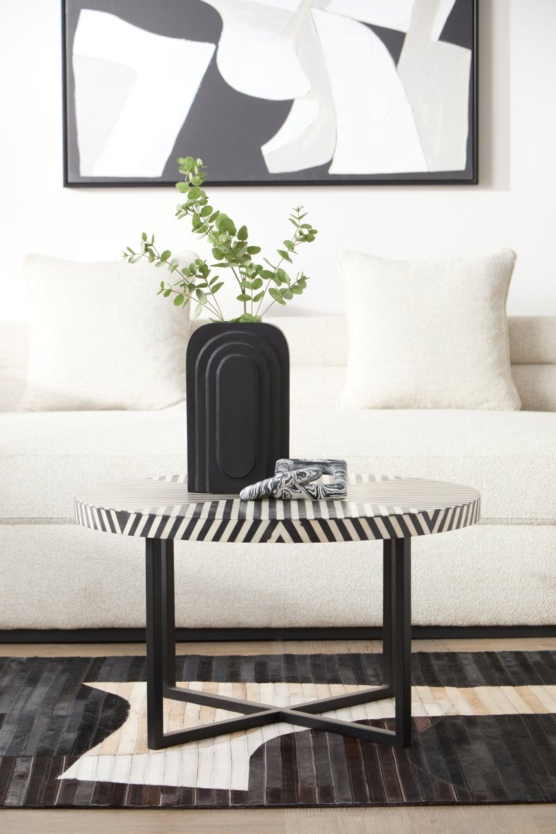 Bohemira Bone Inlay Coffee Table With Metal Legs - OPULENT Co