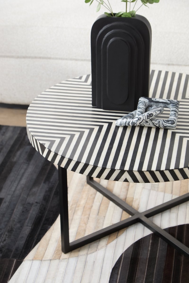 Bohemira Bone Inlay Coffee Table With Metal Legs - OPULENT Co