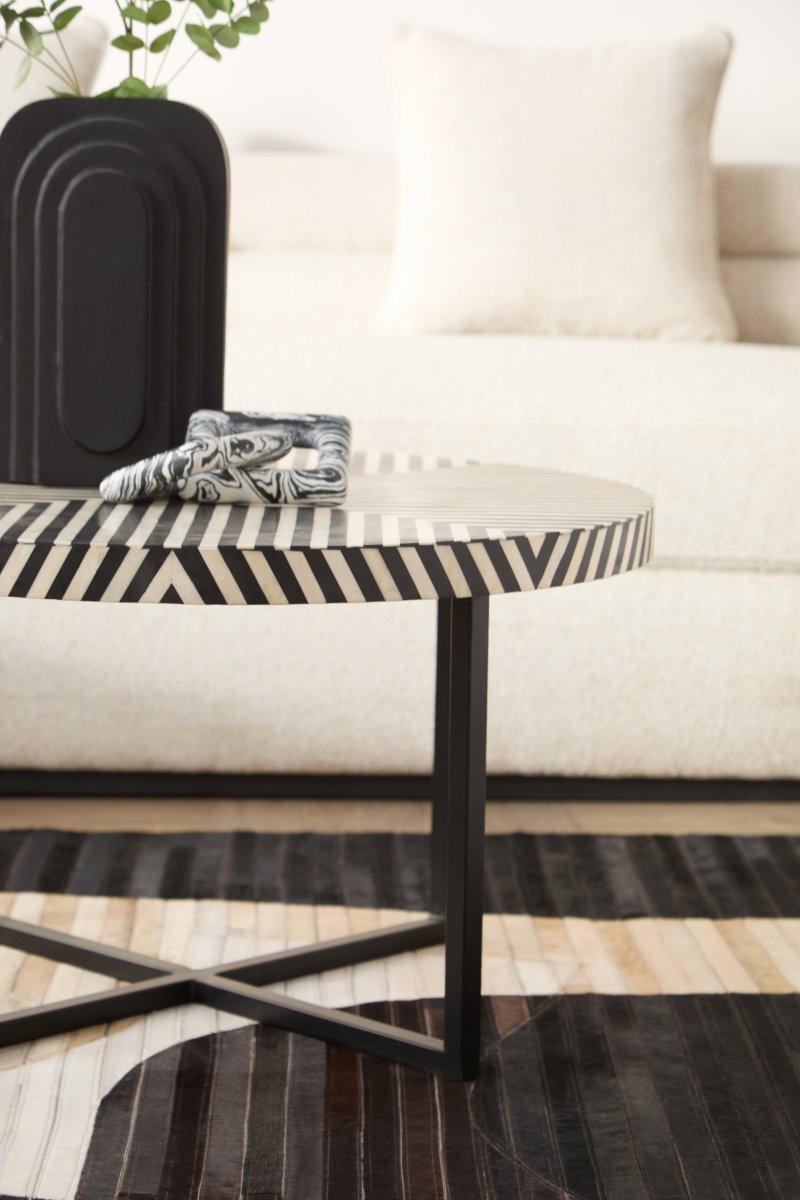 Bohemira Bone Inlay Coffee Table With Metal Legs - OPULENT Co