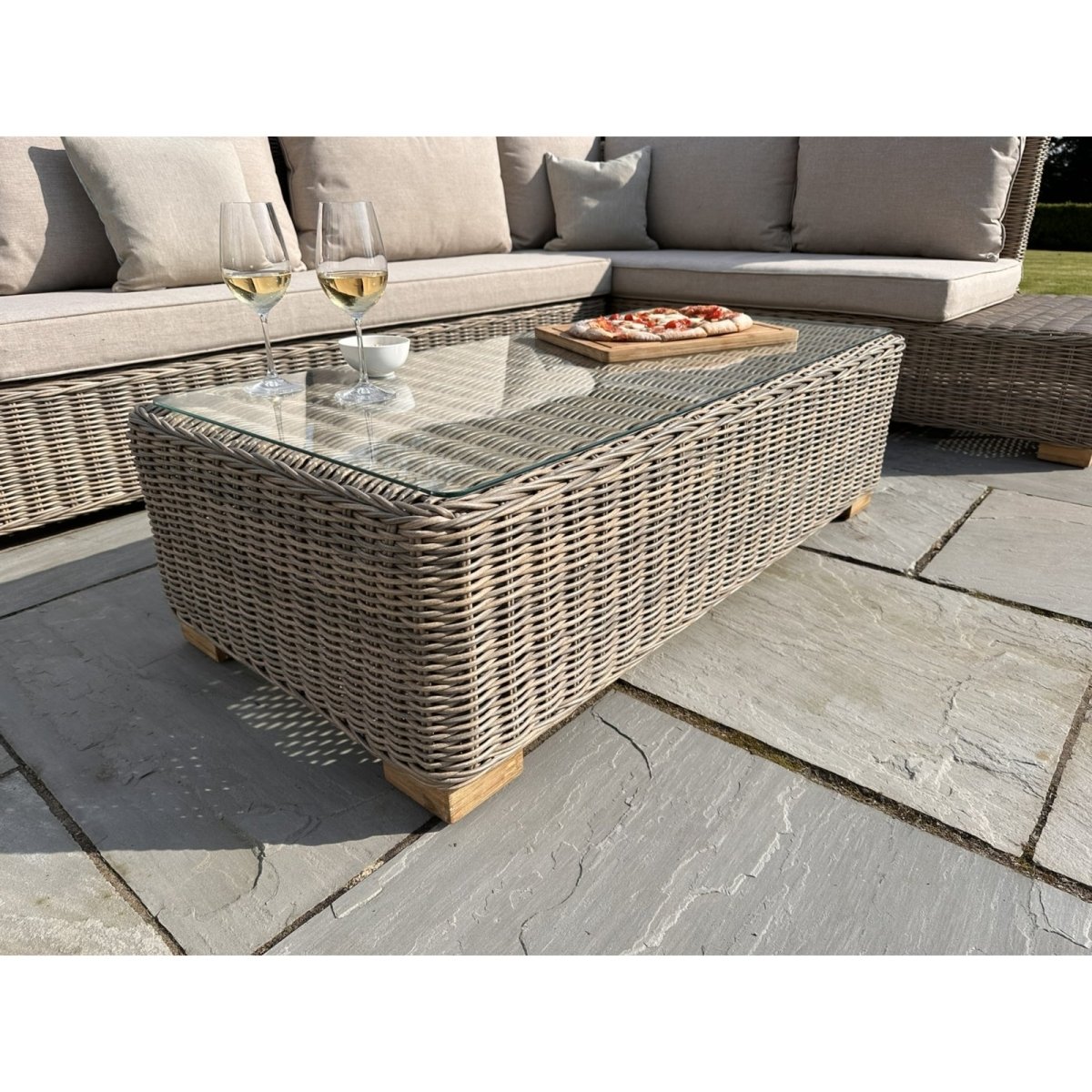 Capri Collection Outdoor Large Corner And Coffee Table Set - OPULENT co