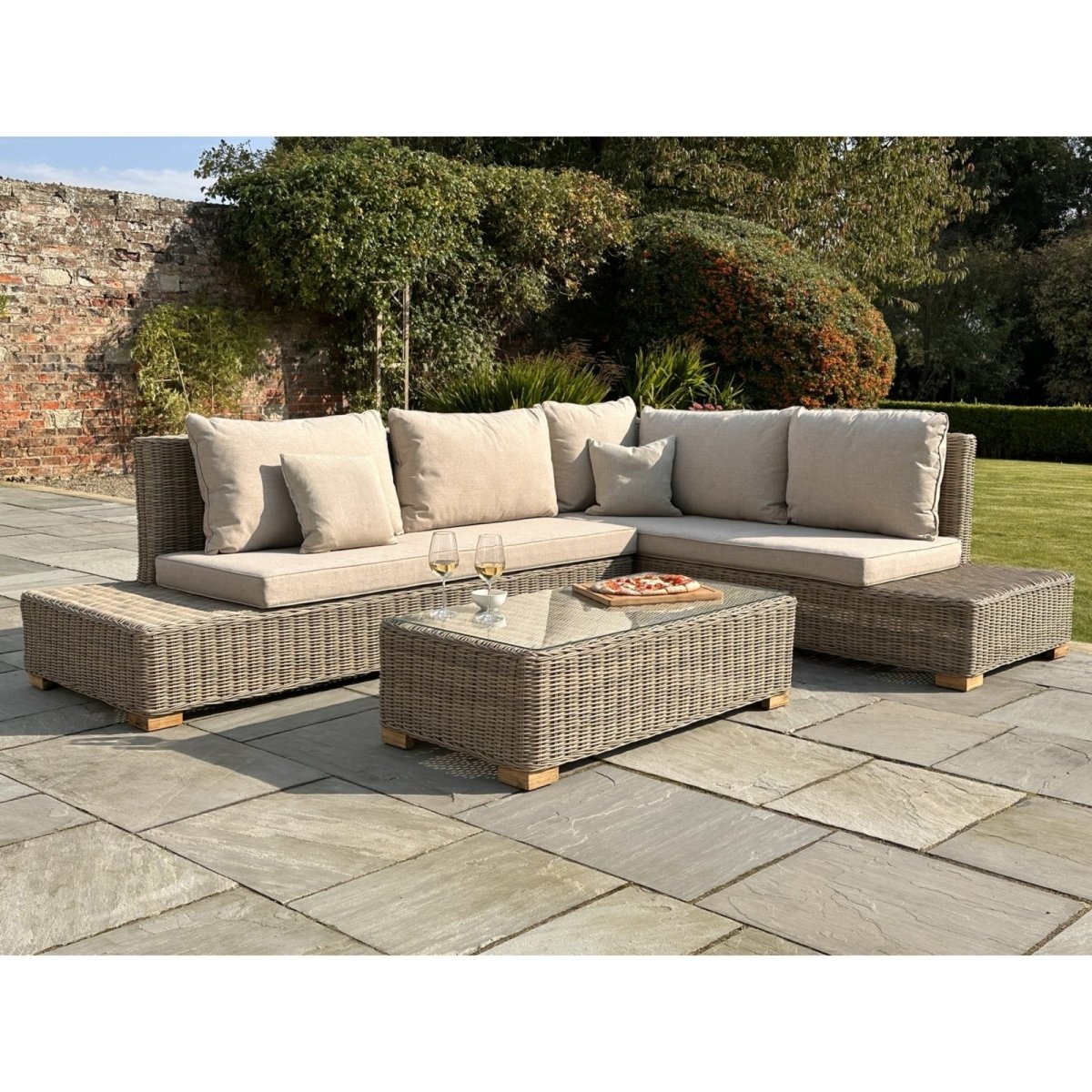 Capri Collection Outdoor Large Corner And Coffee Table Set - OPULENT co