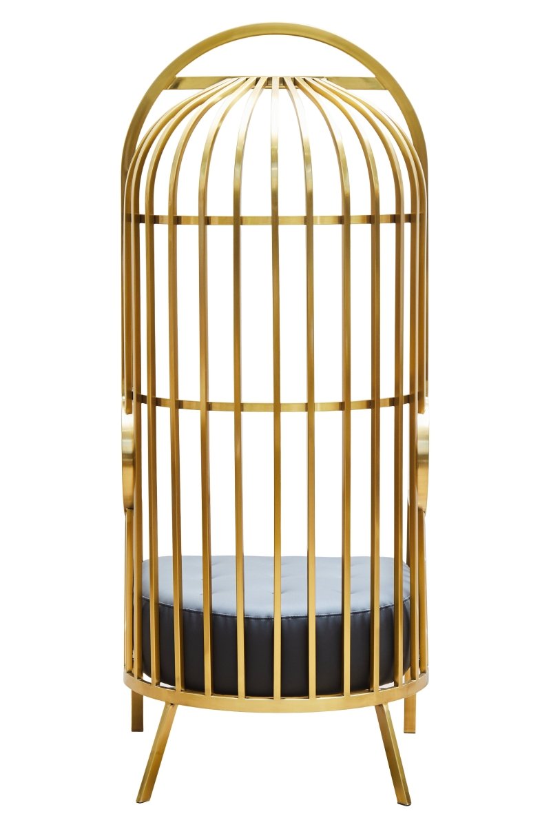 Elsa Brushed Gold Dome Cage Chair - OPULENT co