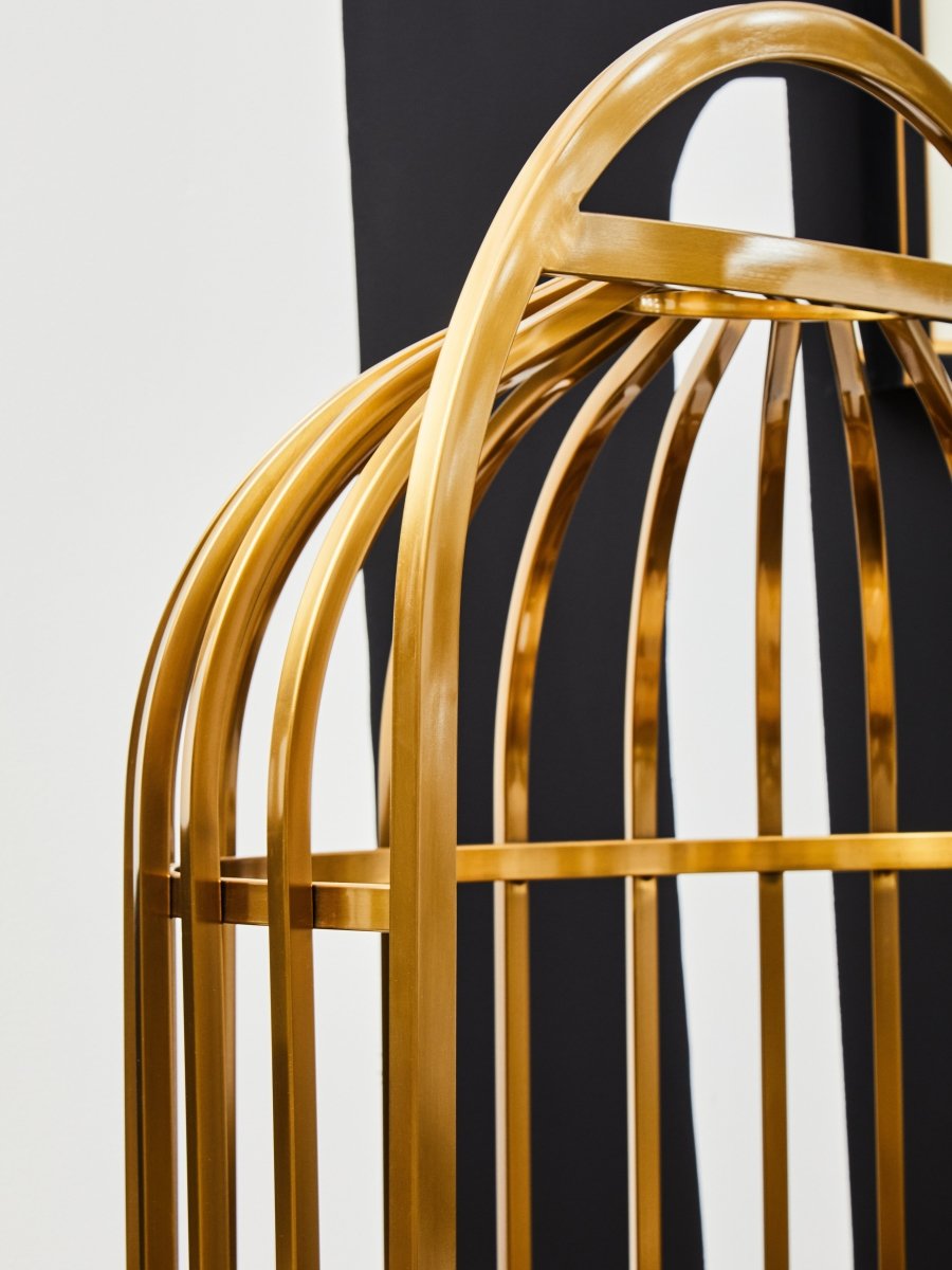 Elsa Brushed Gold Dome Cage Chair - OPULENT co
