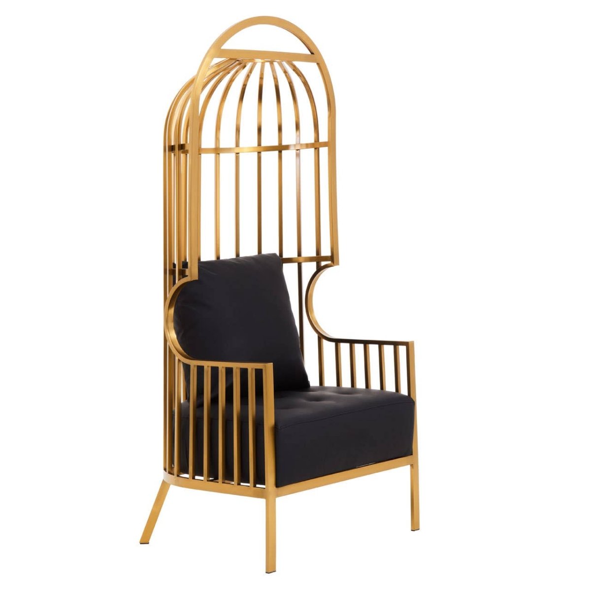 Elsa Brushed Gold Finish Dome Cage Chair - OPULENT co