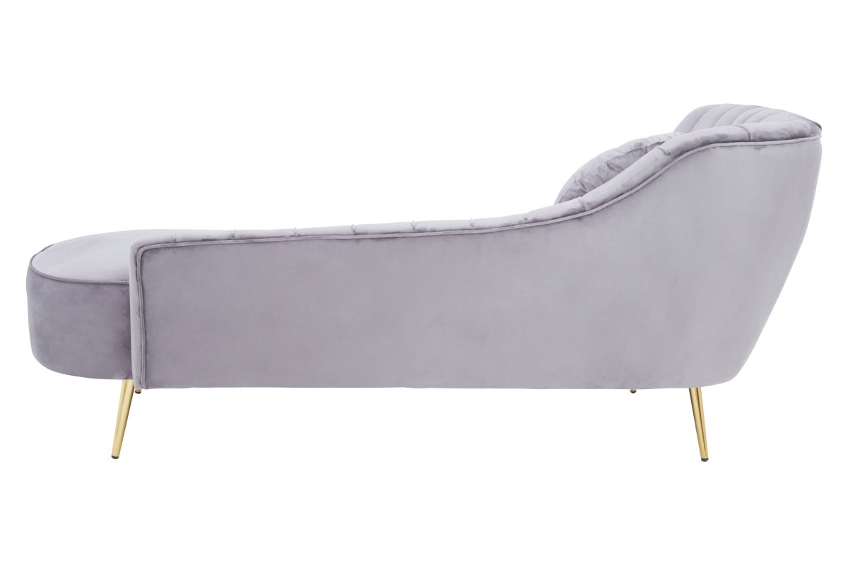 Felicity Grey Left Arm Velvet Chaise - OPULENT co