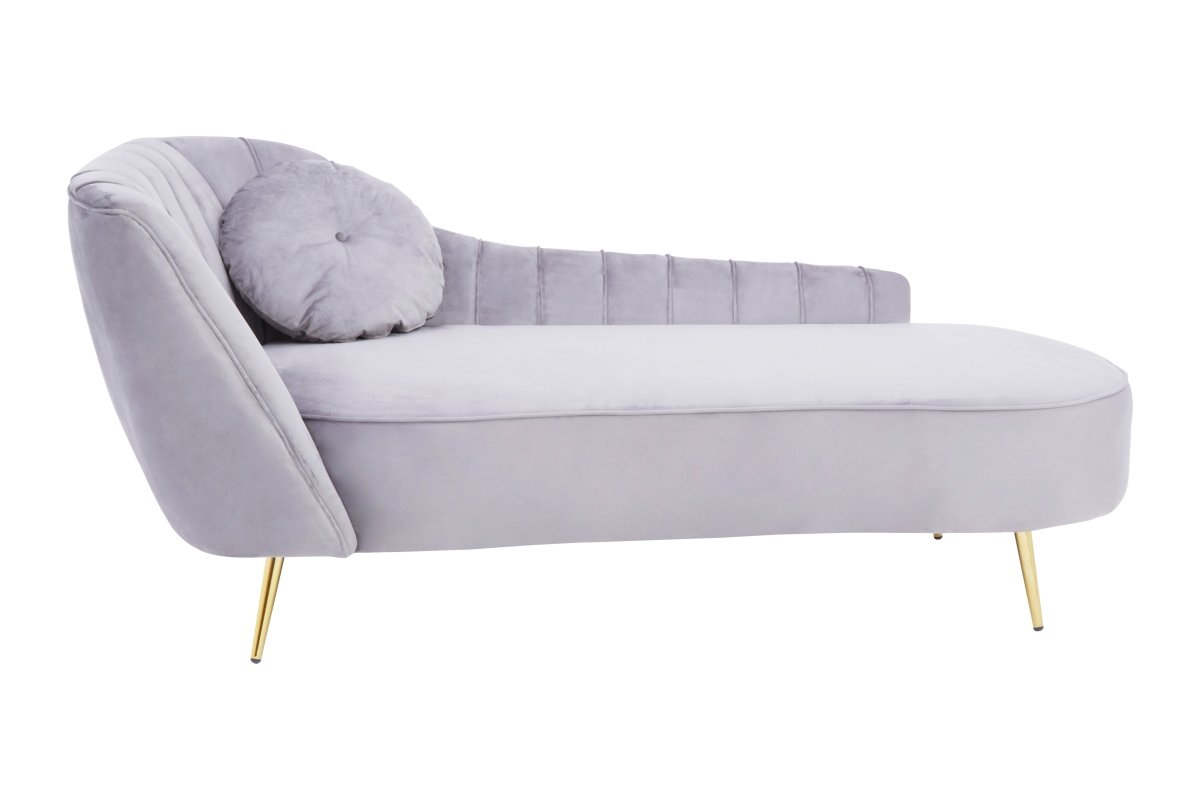 Felicity Grey Left Arm Velvet Chaise - OPULENT co