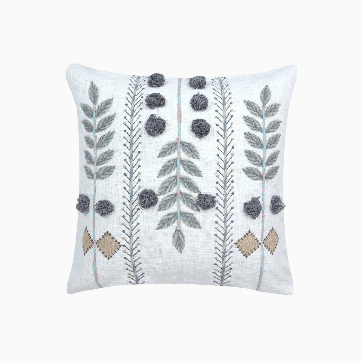 Gianna Fresh Embroidered Cotton Cushion - OPULENT Co