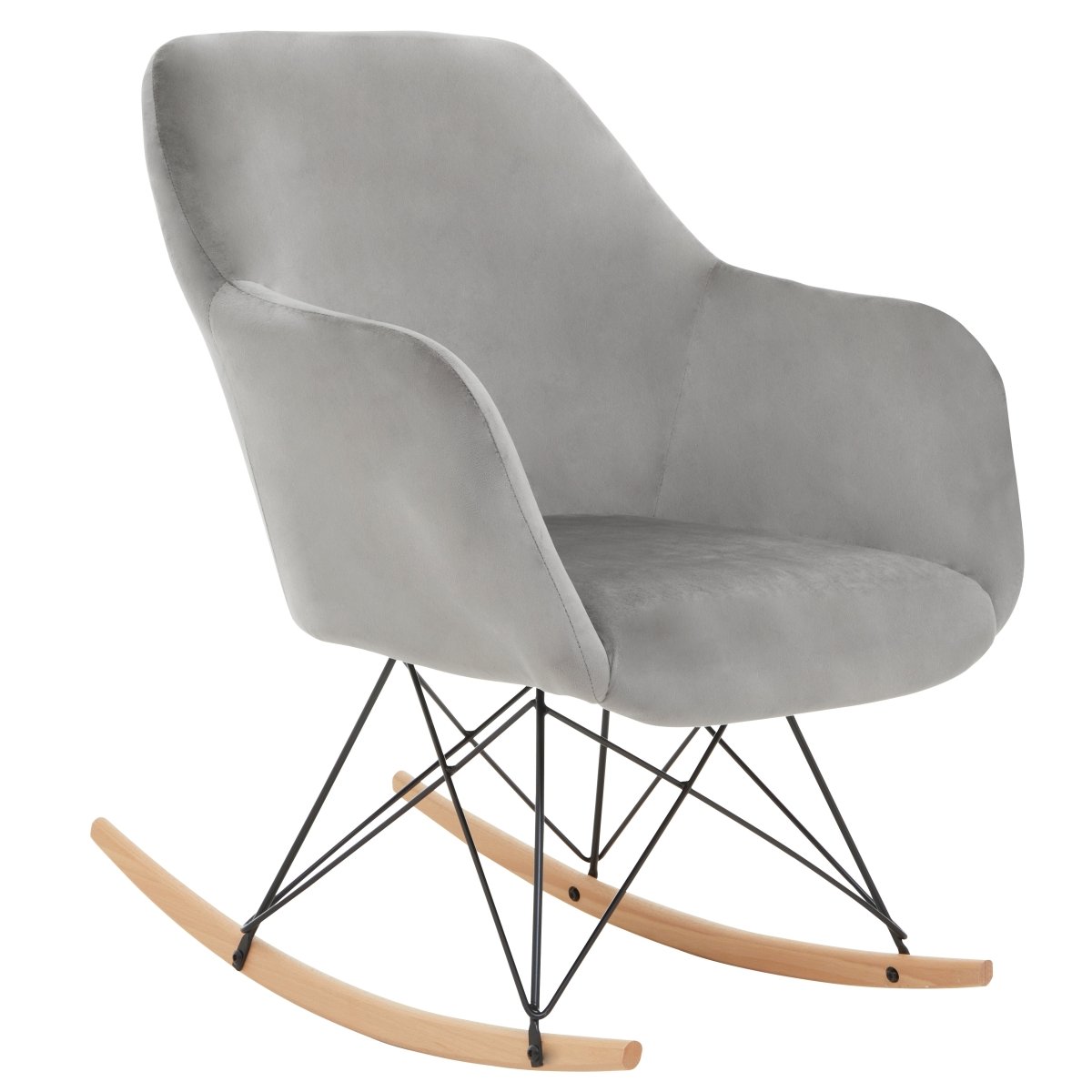 Gothenburg Small Grey Velvet Rocking Chair - OPULENT co
