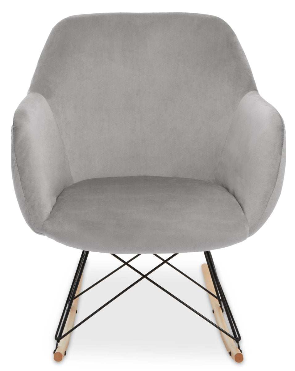 Gothenburg Small Grey Velvet Rocking Chair - OPULENT co