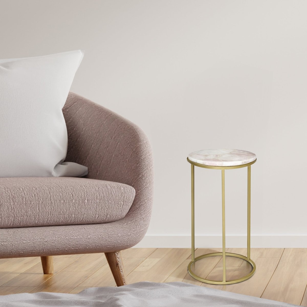 Greta Rose Quartz End Table - OPULENT Co