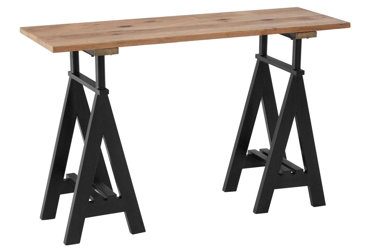 Heath Pine Wood And Iron Console Table - OPULENT co