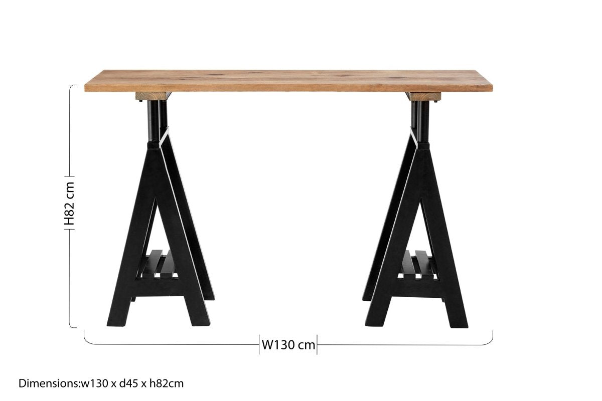Heath Pine Wood And Iron Console Table - OPULENT co