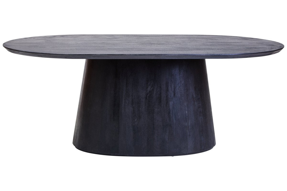Korvella Black Mango Wood Oval Dining Table - OPULENT Co