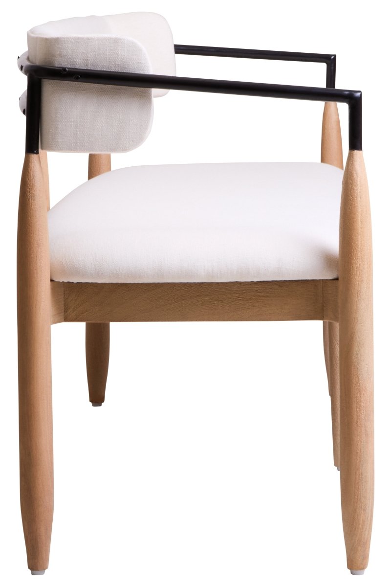 Marivon Bench Cream Textured Dining Bench With Wood Frame - OPULENT Co