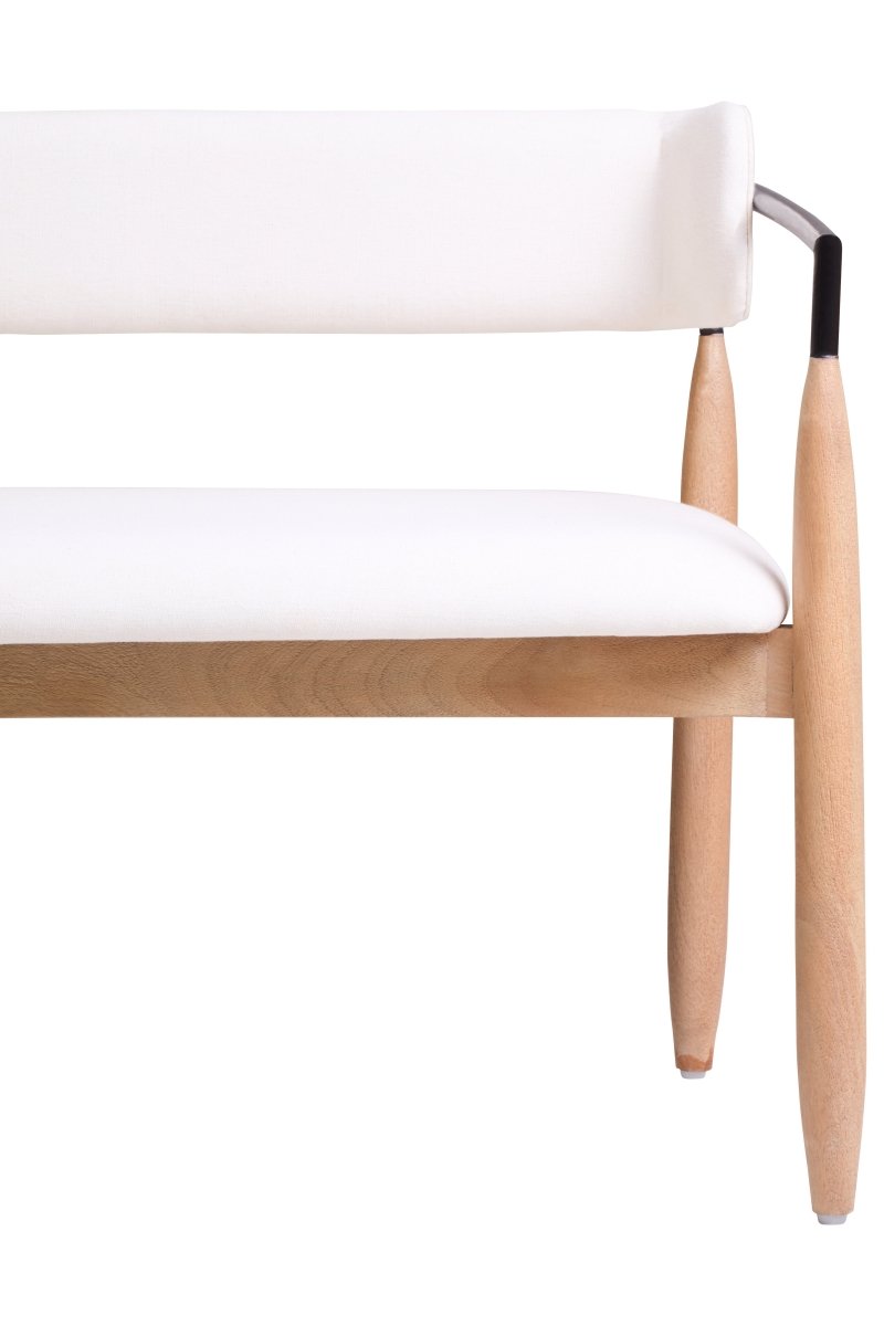 Marivon Bench Cream Textured Dining Bench With Wood Frame - OPULENT Co