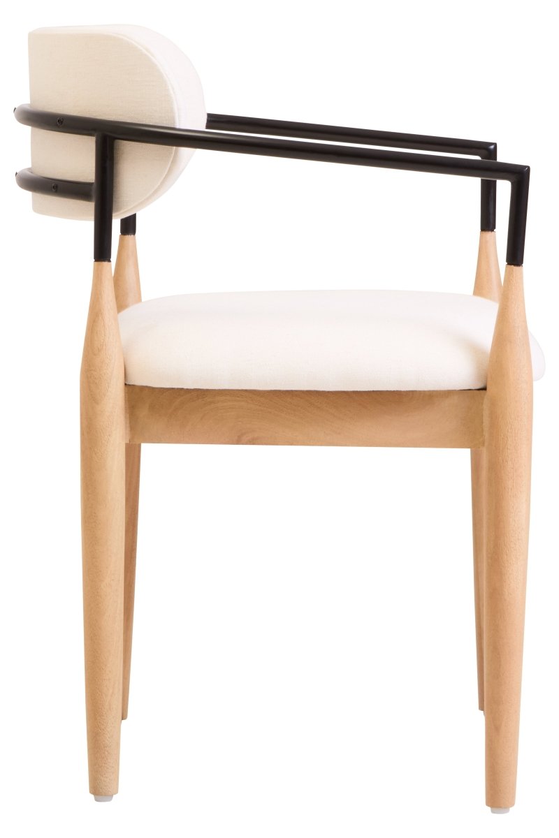 Marivon Cream Textured Dining Chair With Wood Frame - OPULENT Co