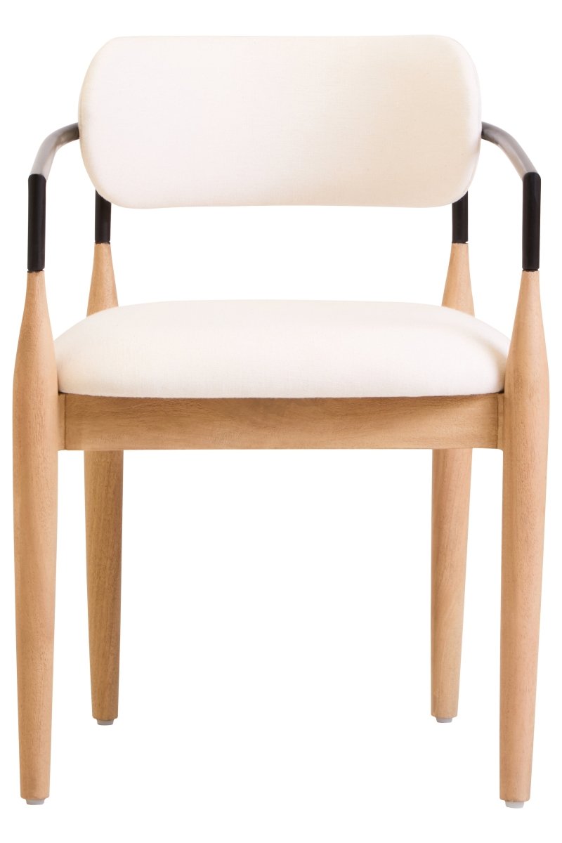 Marivon Cream Textured Dining Chair With Wood Frame - OPULENT Co