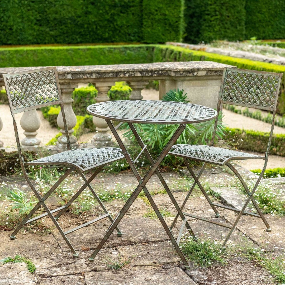 Marlborough Wrought Iron Bistro Set | Antique Blue Rust | 3 Piece ...
