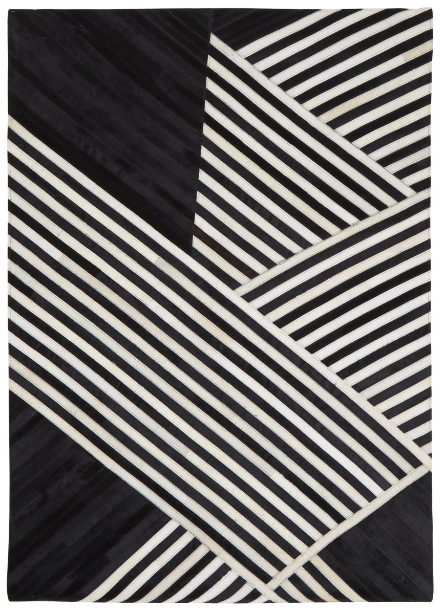 Matto Safira Large Black And White Hair On Leather Rug - OPULENT Co