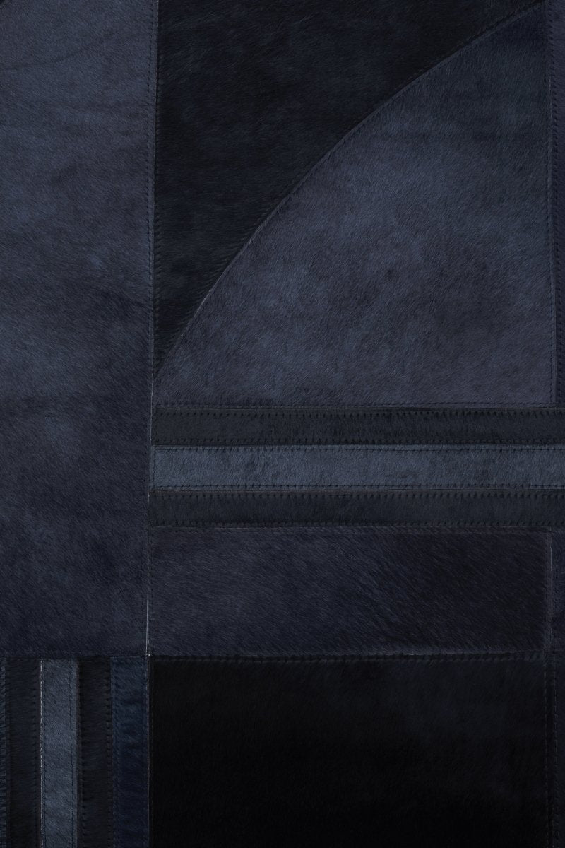 Matto Safira Large Deco Black And Grey Hair On Leather Rug - OPULENT Co