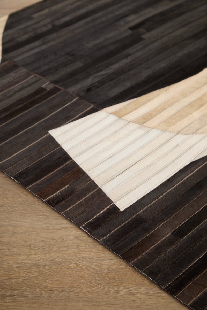 Matto Safira Small Abstract Hair On Leather Rug - OPULENT Co