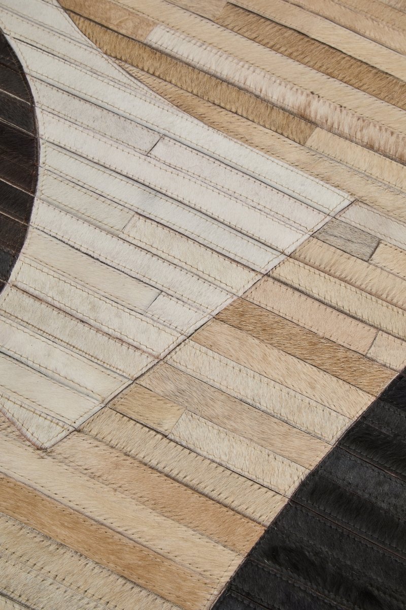 Matto Safira Small Abstract Hair On Leather Rug - OPULENT Co